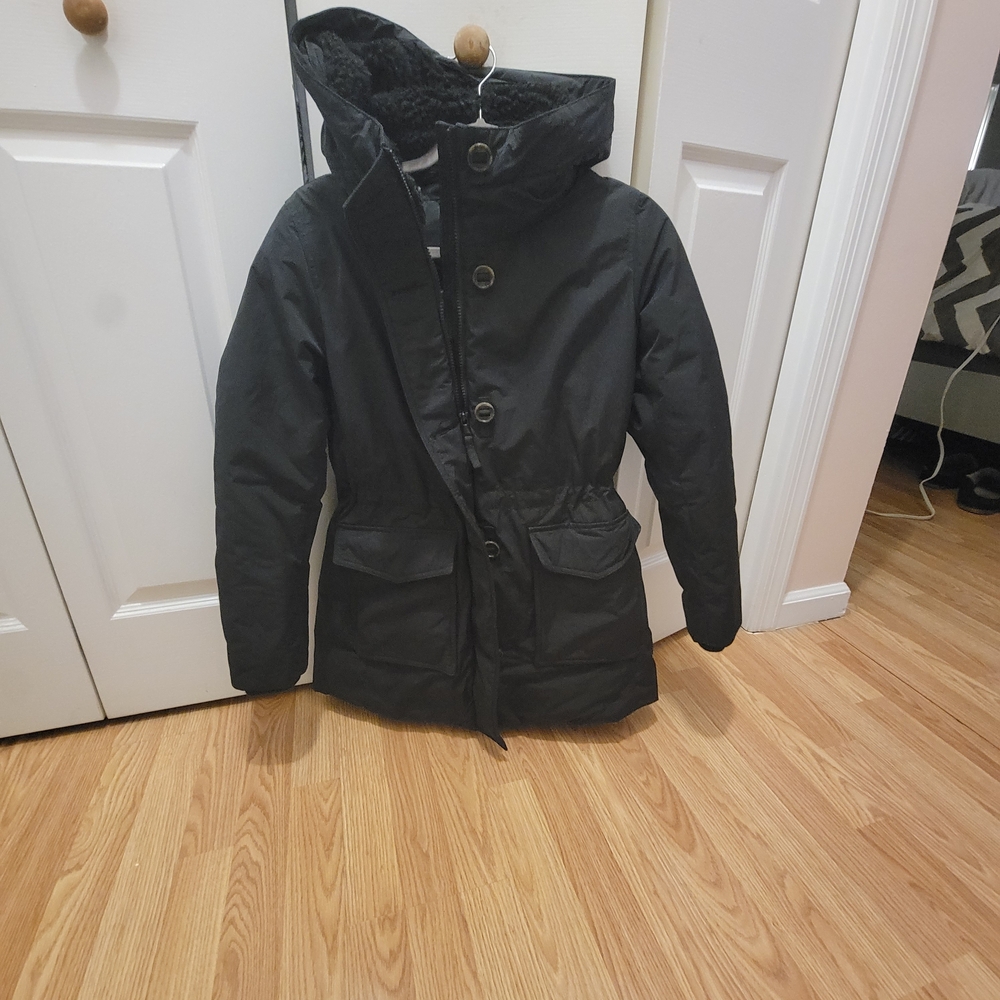 Black Hooded Parka Coat